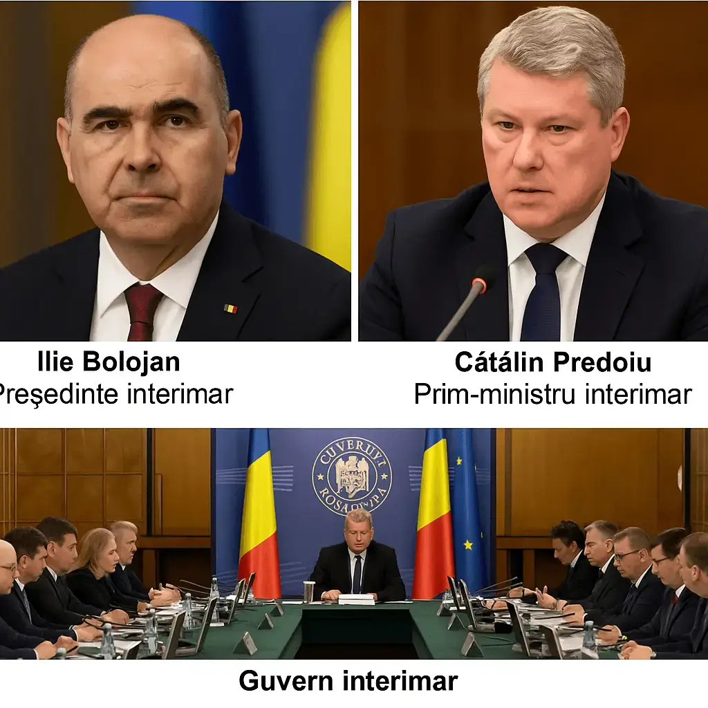 Ilie Bolojan – Președinte interimar, Cătălin Predoiu – Prim-ministru interimar, ședință Guvern interimar România, mai 2025