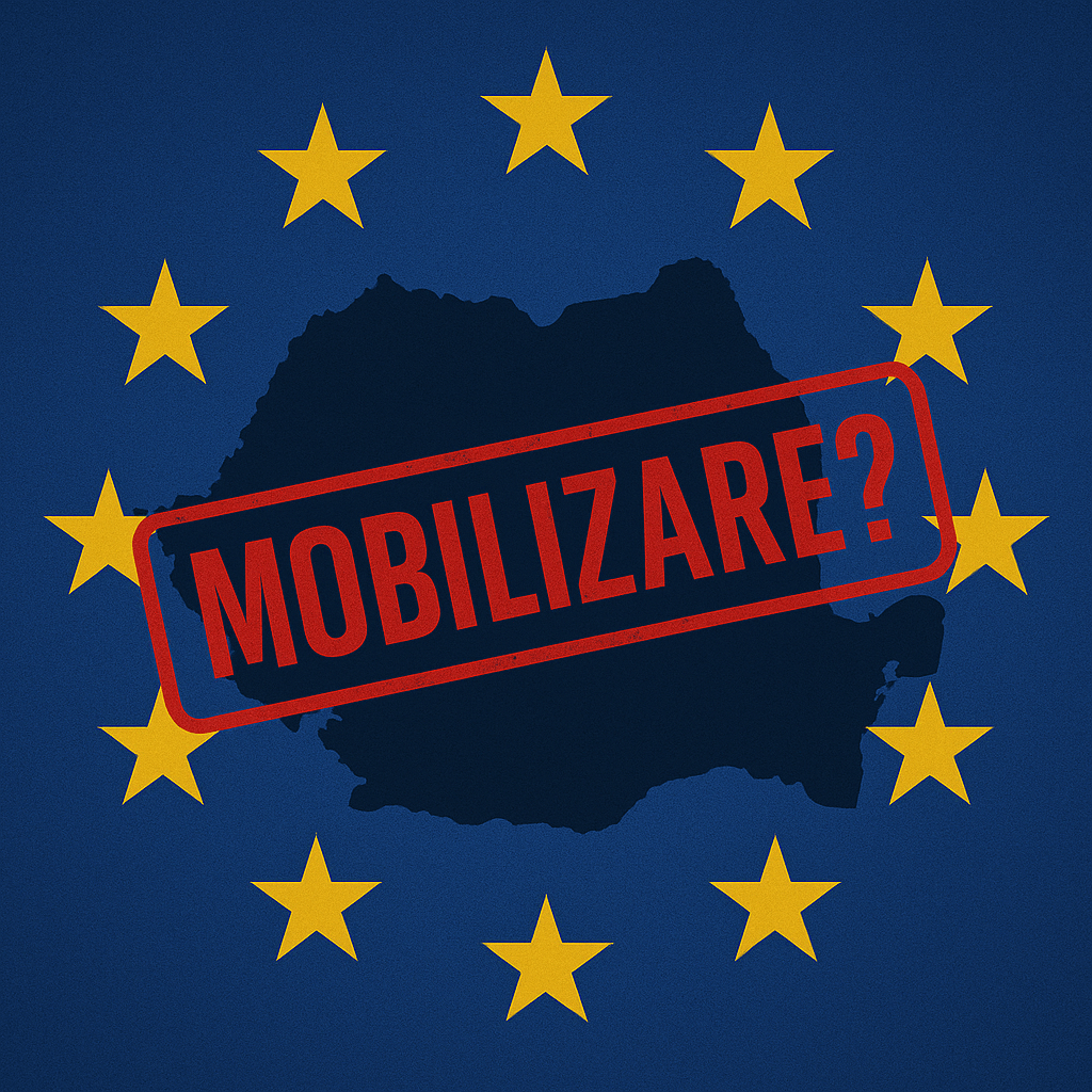 Harta României și Uniunea Europeană, reprezentând conflictul legal dintre legea română și dreptul UE privind mobilizarea românilor din diaspora.