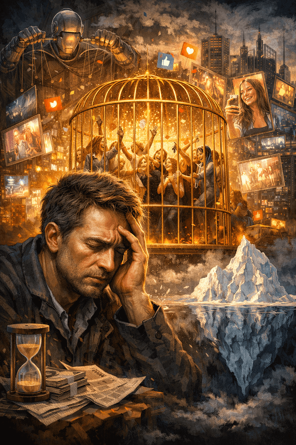 Ilustrație simbolică despre luciditate și povara inteligenței într-o societate dominată de vizibilitate și superficialitate